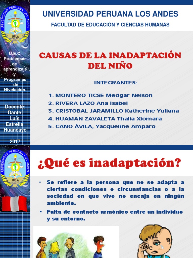 Causas de La Inadaptación Del Niño Comportamiento Ansiedad