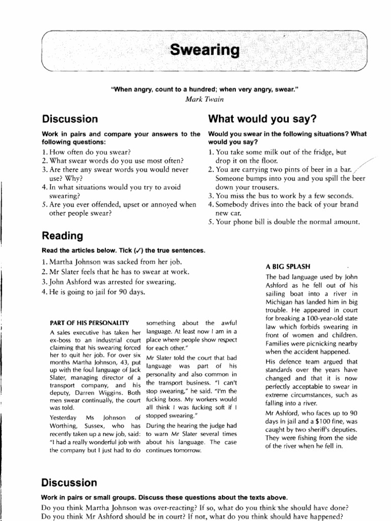 Swearing: Contexts and Consequences | PDF | Profanity