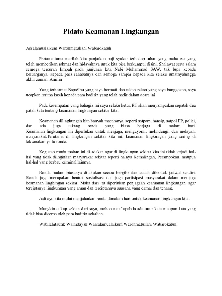 Pidato Keamanan Lingkungan PDF