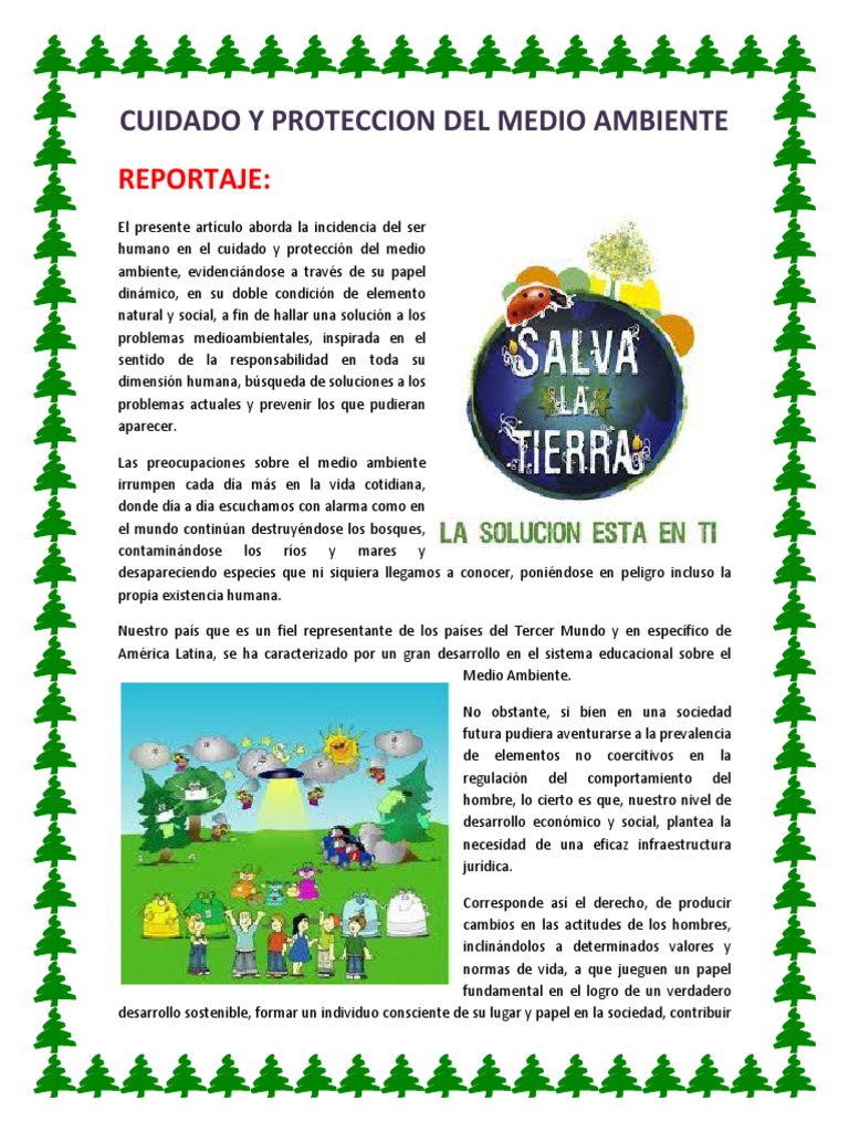 Cuidado y Proteccion Del Medio Ambiente | PDF | Desarrollo sostenible ...
