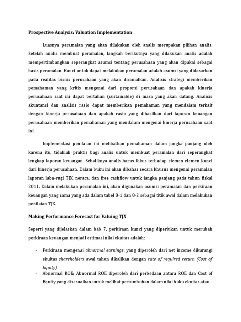 Prospective Analysis Valuation Implementation | PDF
