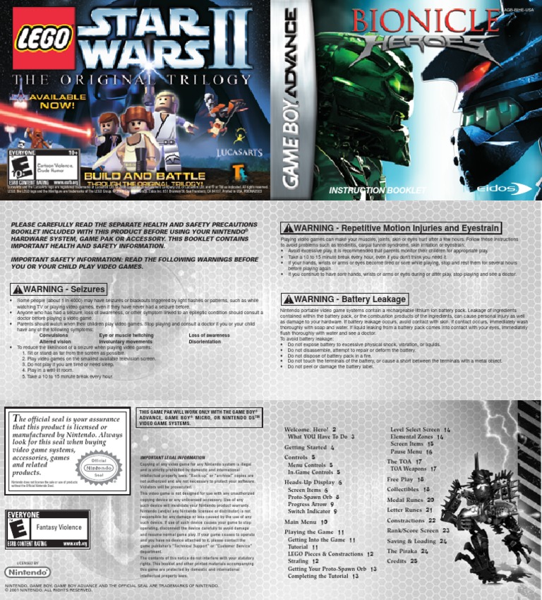 Bionicle Heroes Manual GBA PDF Leisure