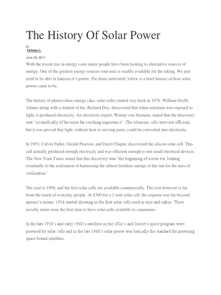The History of Solar Power | PDF | Solar Power | Solar Cell