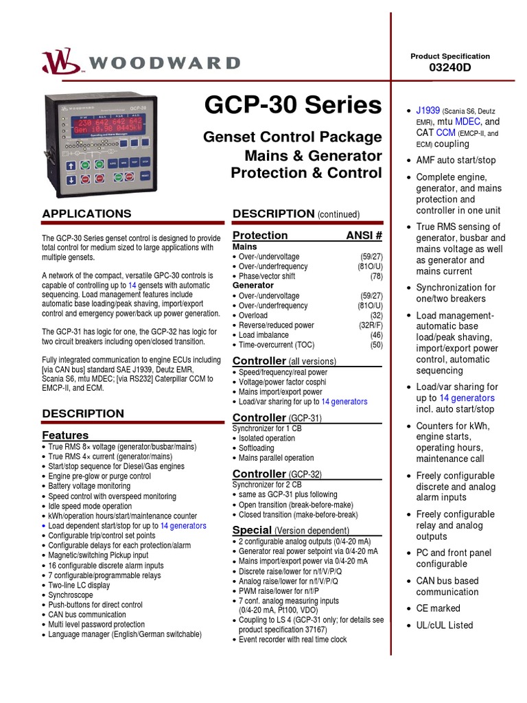 GCP-30 Series: Genset Control Package Mains & Generator Protection ...