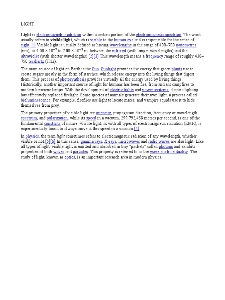 Light | PDF | Science & Mathematics