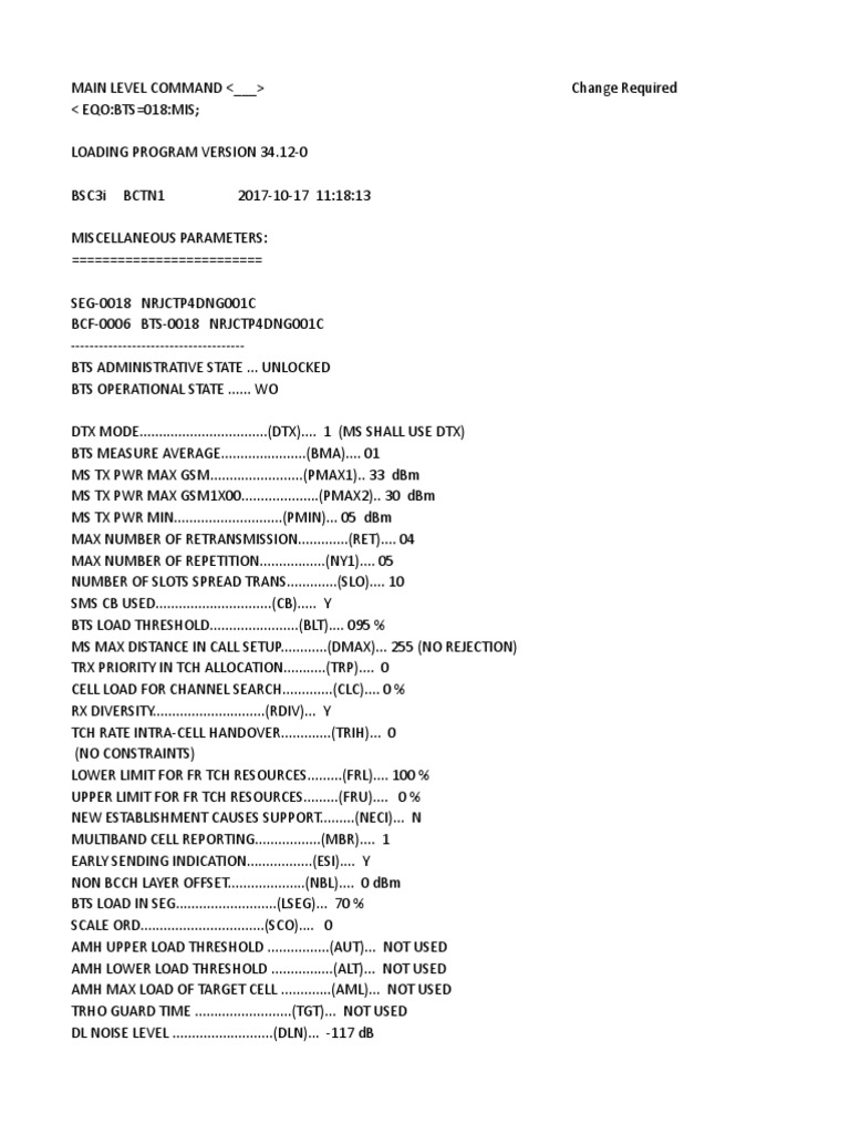 BTS Configuration Parameters Overview | PDF | Telecommunications ...
