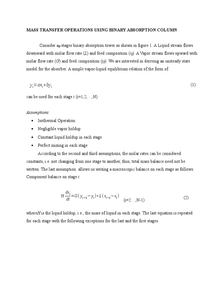 Binary Absorption Column Modeling | PDF