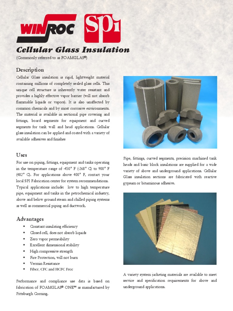 Cellular Glass Datasheet PDF Thermal Insulation Glasses