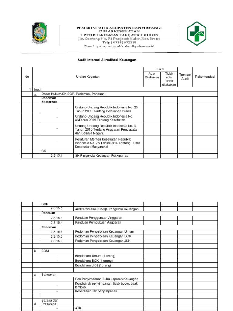 Audit Internal Akreditasi Keuangan