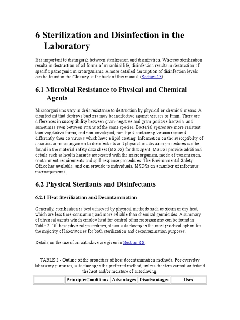 Laboratory Sterilization and Disinfection Guide | PDF | Sterilization ...