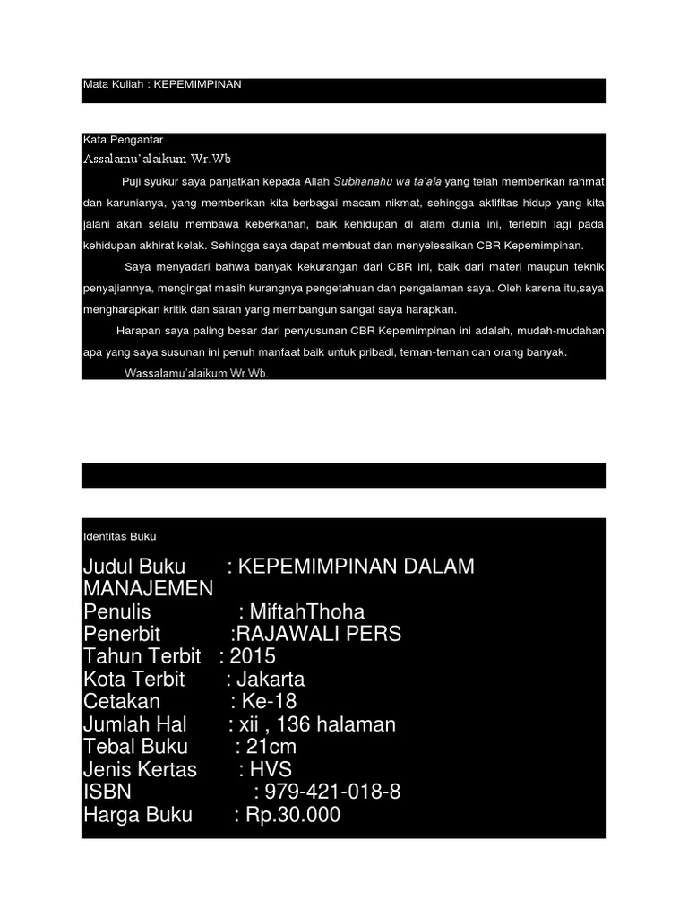 Contoh Cbr Kepemimpinan