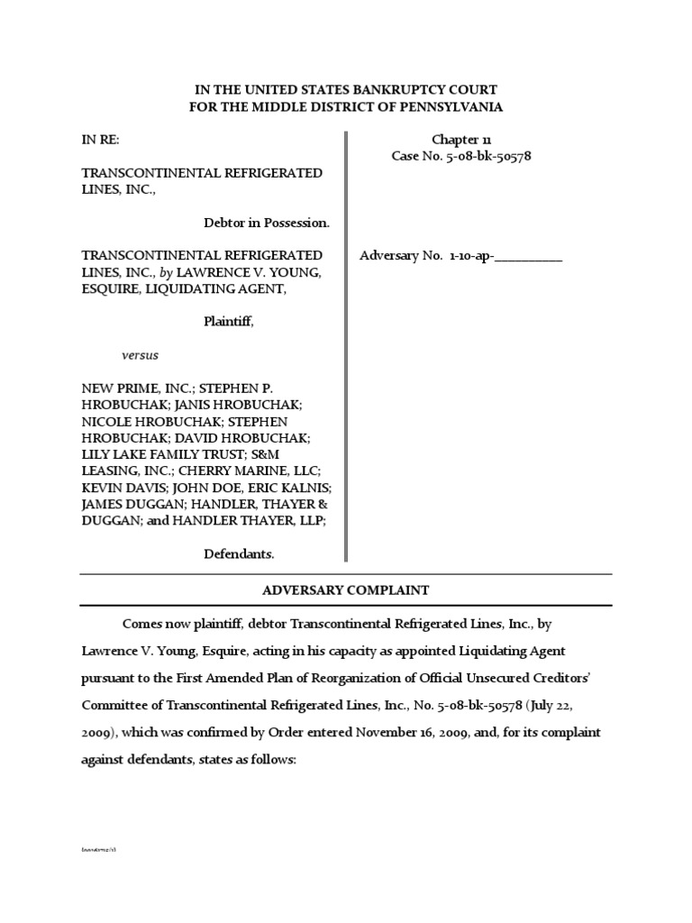 Sample Complaint Goodwill (Accounting) Bankruptcy