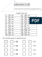 Subtraction to 20