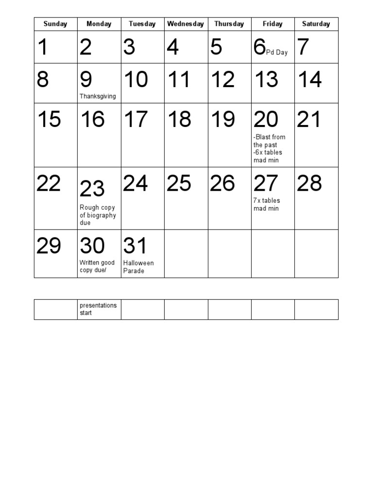 October Calendar | PDF