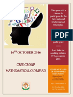Cbse Group Mathematical Olympiad: OCTOBER 2016