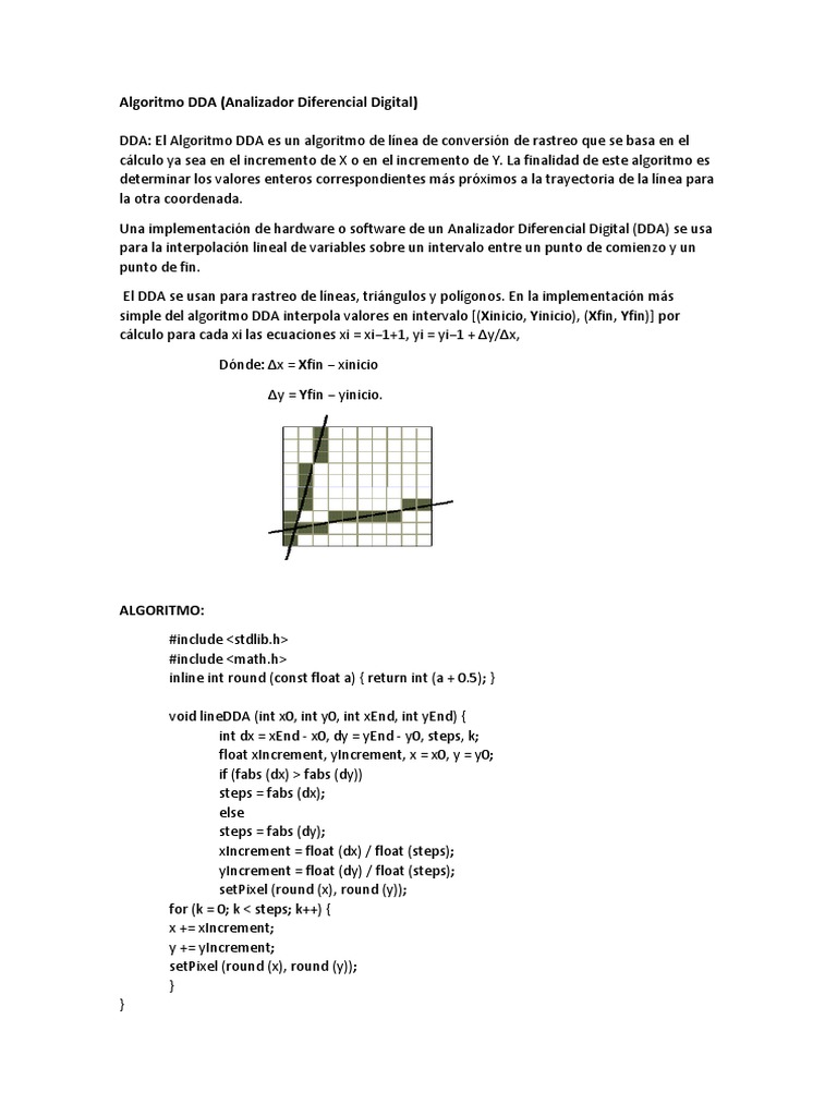 Algoritmo DDA | PDF | Conceptos matemáticos | Matemáticas Aplicadas