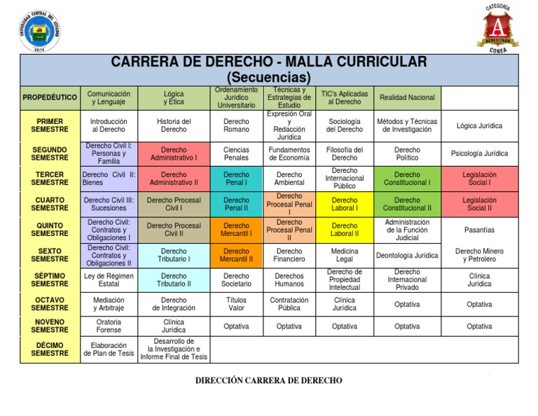 Malla Curricular Carrera de Derecho | PDF | Ley procesal | Derecho penal