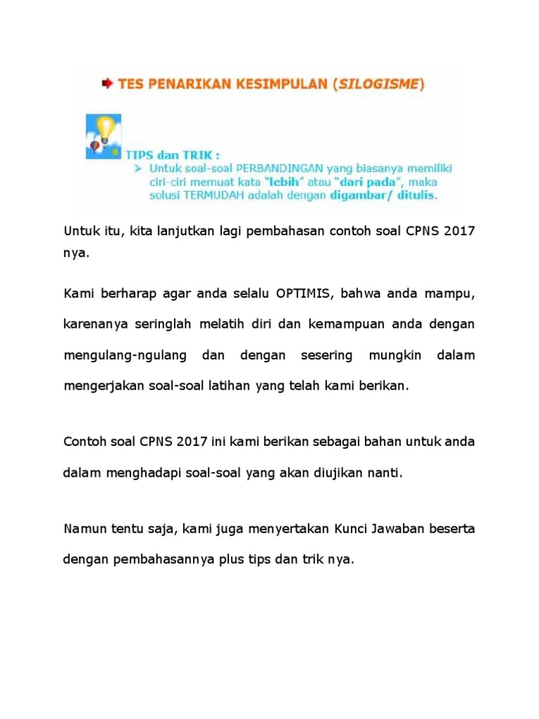 Contoh Soal Silogisme Cpns 2019