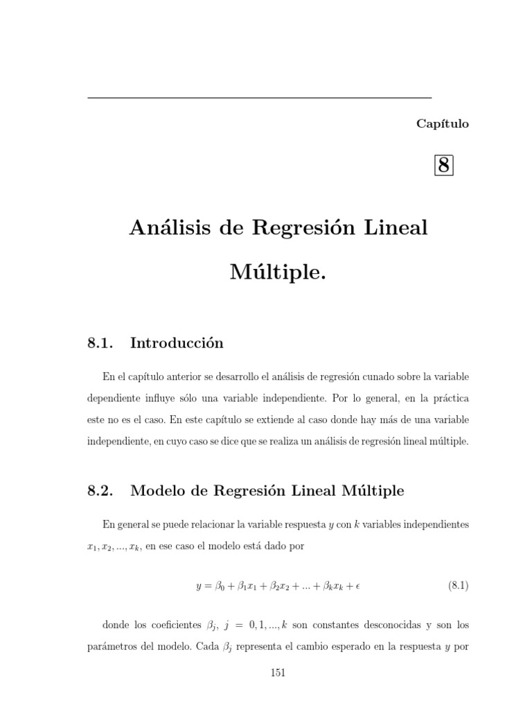 Regresion Lineal Multiple PDF | PDF | Regresión lineal | Análisis de  regresión