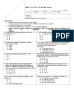 Prueba matemática 4° básicos