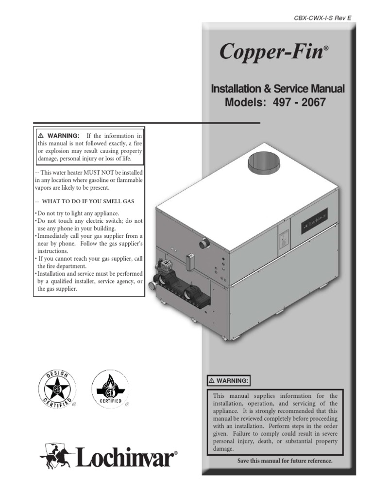 Lochinvar Copper Fin | PDF | Water Heating | Valve