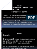 Tema: Os Titulos de Credito E O Novo Codigo Civil: Aula 04