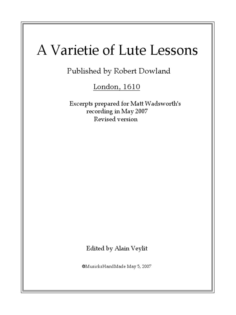 Lute Lessons from 1610: A Collection | PDF | Transport