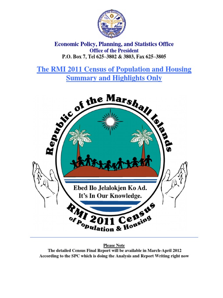 RMI 2011 Census Summary Report On Population and Housing PDF | PDF ...