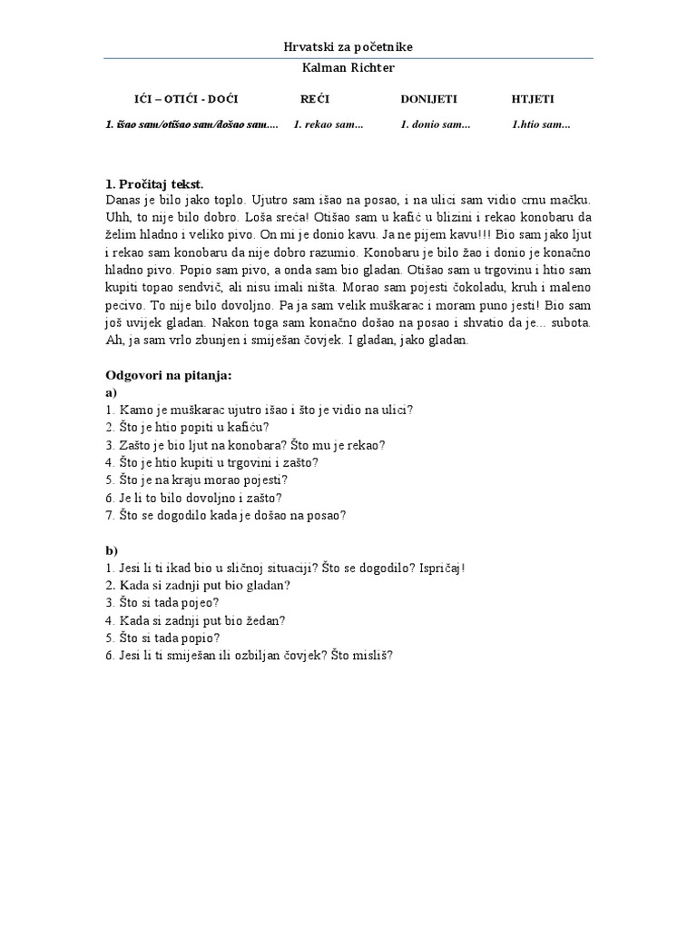 Hrvatski Za Strance | PDF