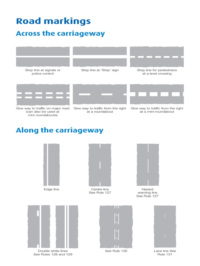 The Highway Code Road Markings PDF PDF Road Transport Land Transport