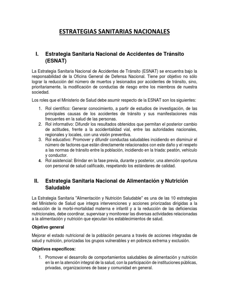 Estrategias Sanitarias Nacionales MINSA | PDF | Asistencia sanitaria ...