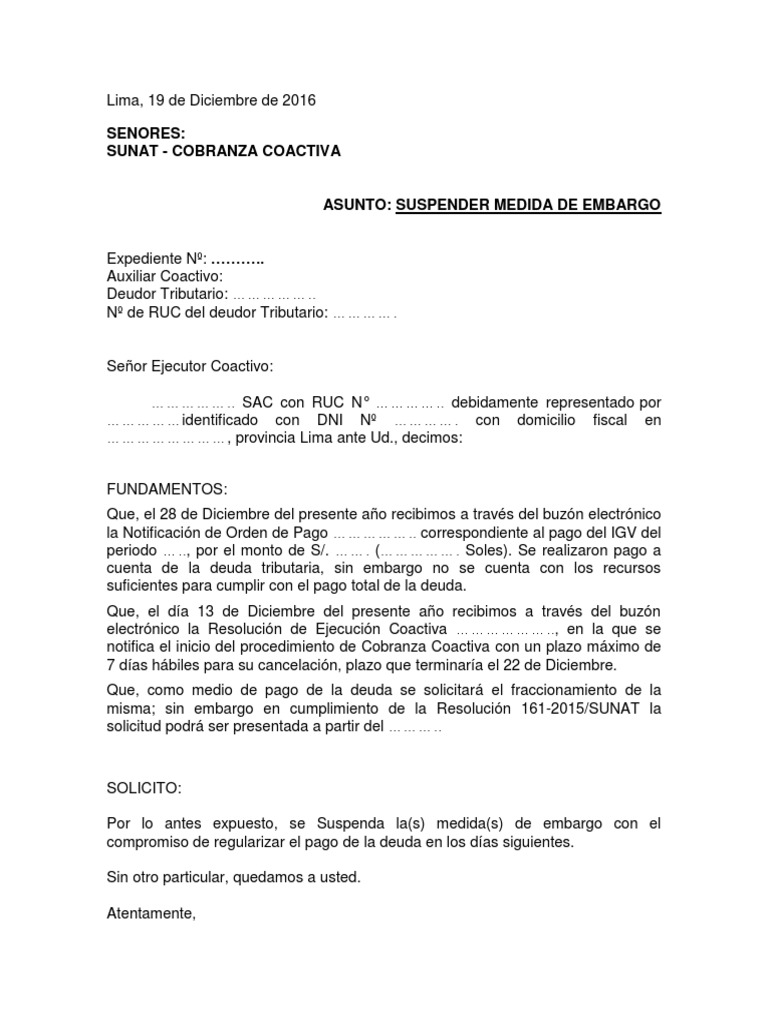 Modelo Escrito Sunat Pdf