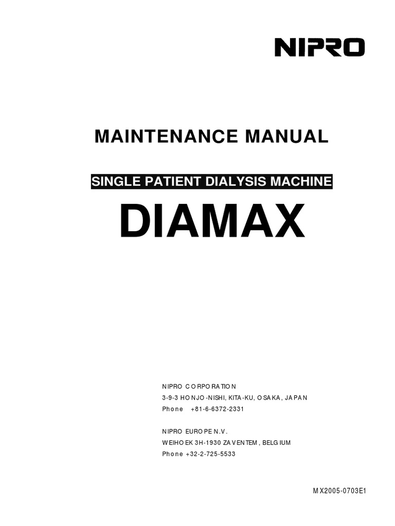 Nipro Diamax Dialysis Machine Service Manual Nature