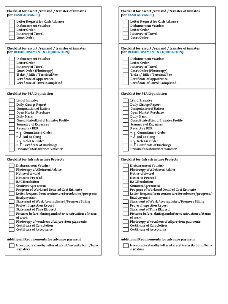 Checklist For Liquidation PDF Voucher Payments