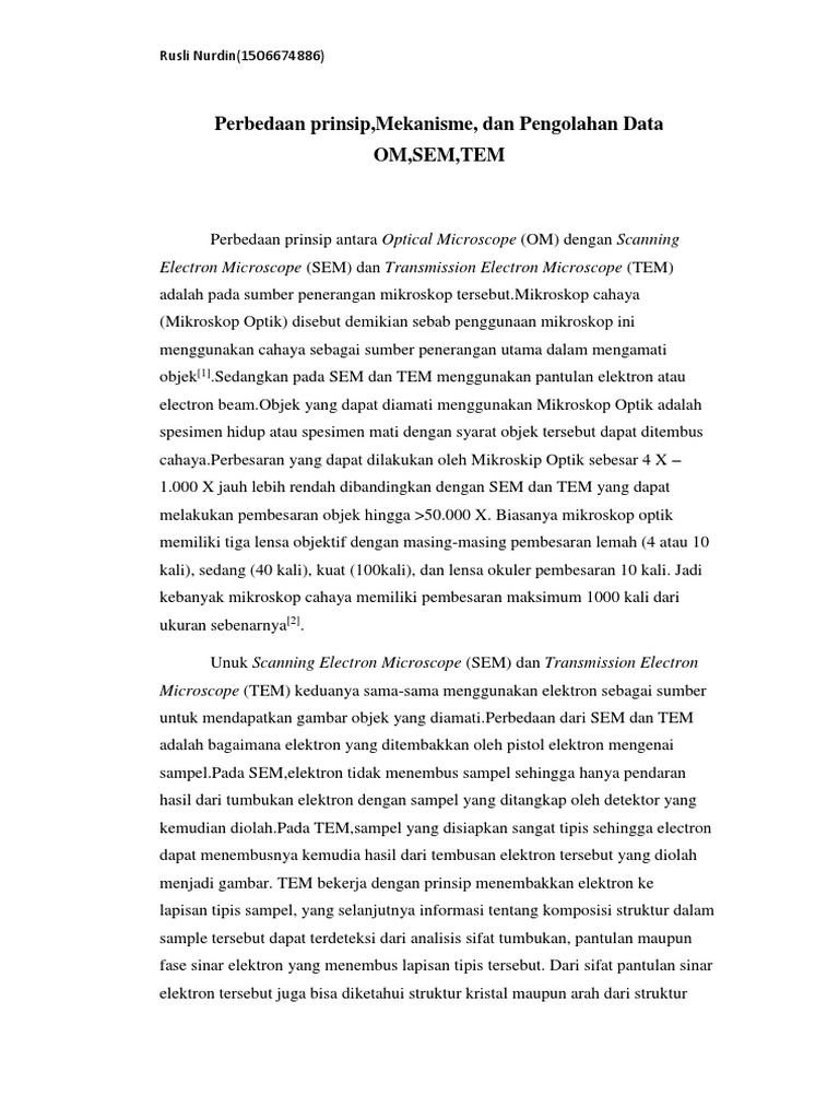 Essay Perbedaan SEM, TEM, Dan OM PDF