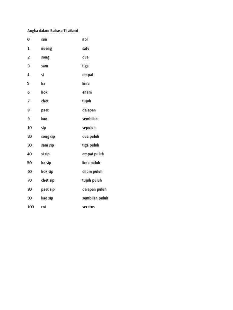 Angka Dalam Bahasa Thailand Pdf