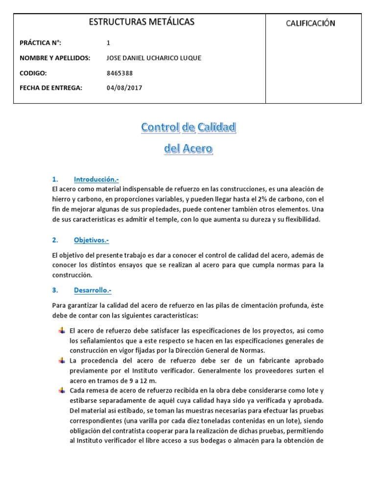 Control de Calidad Del Acero Estructural | PDF | Dureza | Acero