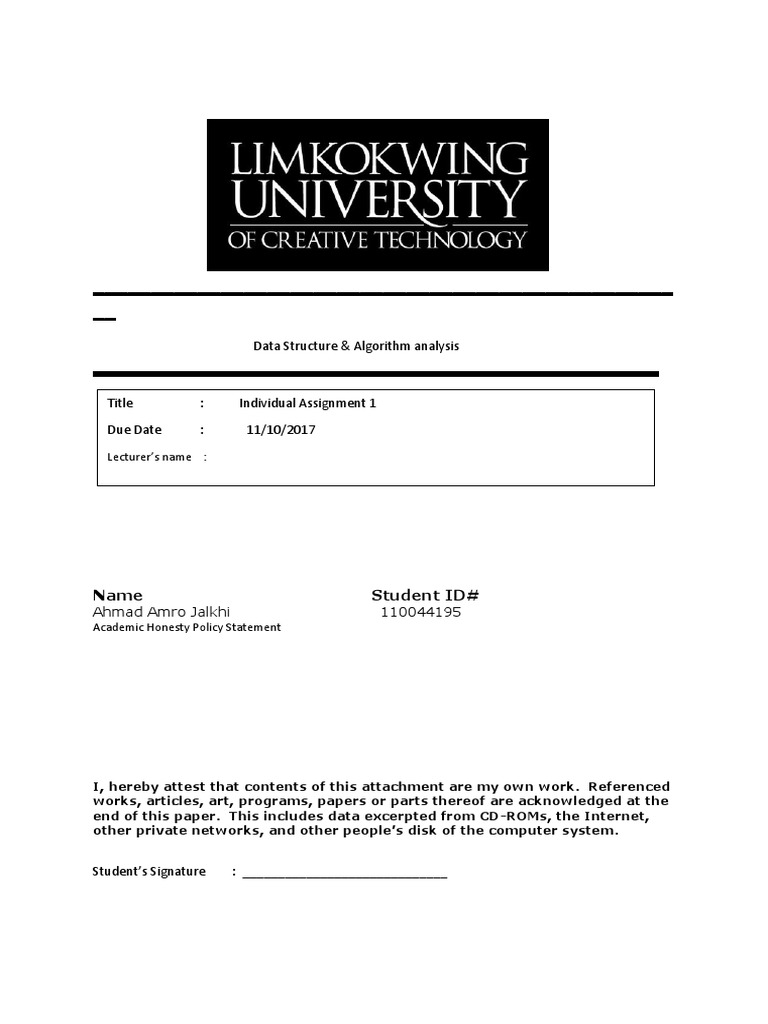 Data Structure Assignment 1 | PDF | Array Data Structure | Information ...