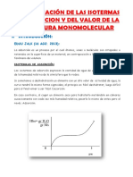 Determinación de Las Isotermas de Adsorcion y Del Valor de La Cobertura Monomolecular