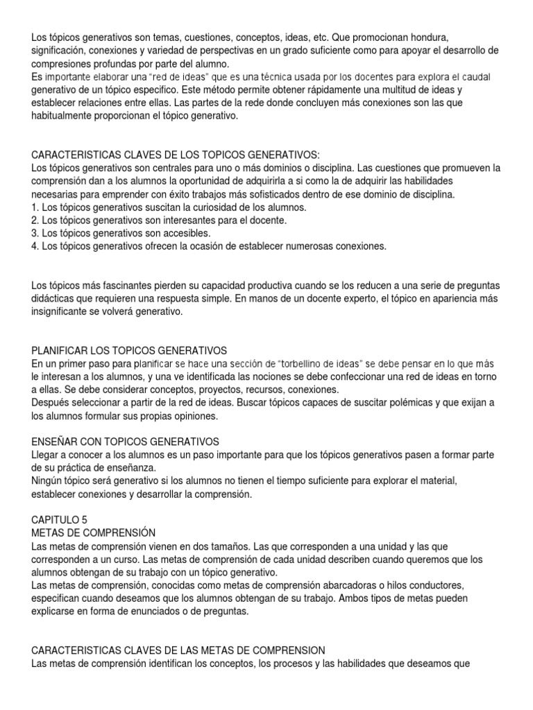 Los Tópicos Generativos | PDF | Evaluación | Comprensión