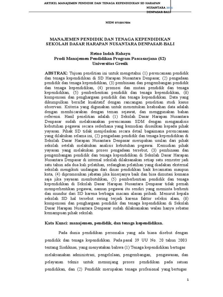 Jurnal manajemen sekolah