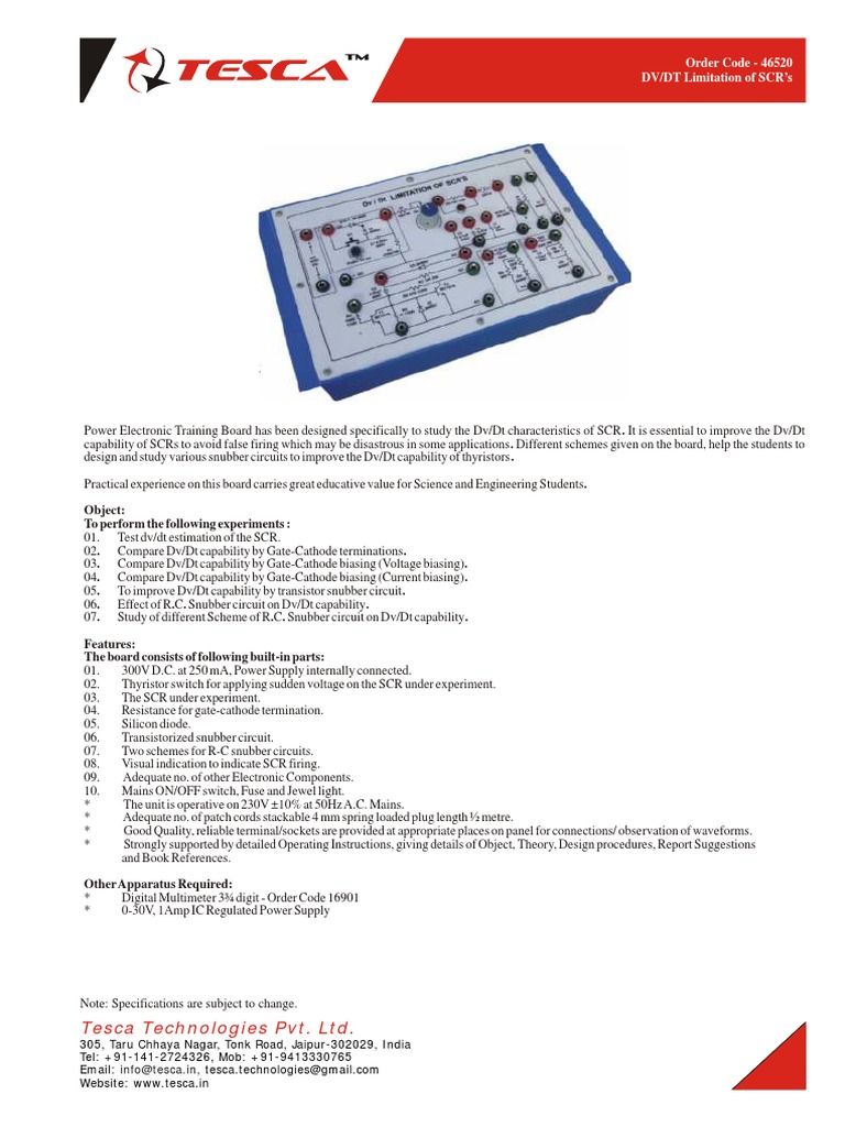 DV/DT Protection for SCRs Training Board | PDF | Electrical Components ...