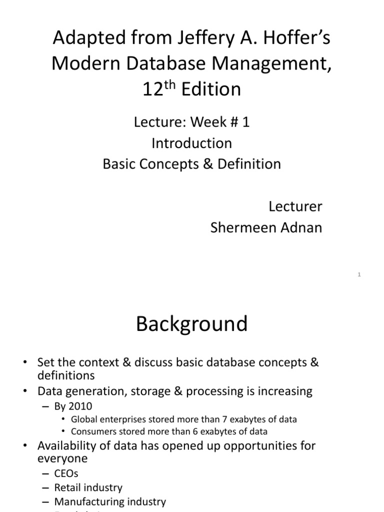 Introduction to Database Management | PDF | Databases | Data