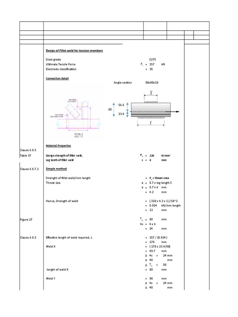 Design of Fillet Weld For Tension Members | PDF | Welding | Construction