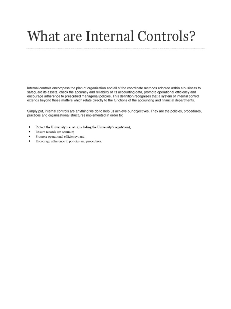 Are There Different Types of Internal Controls PDF Internal Control