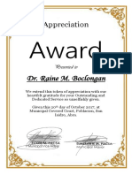Award: Dr. Raine M. Boclongan