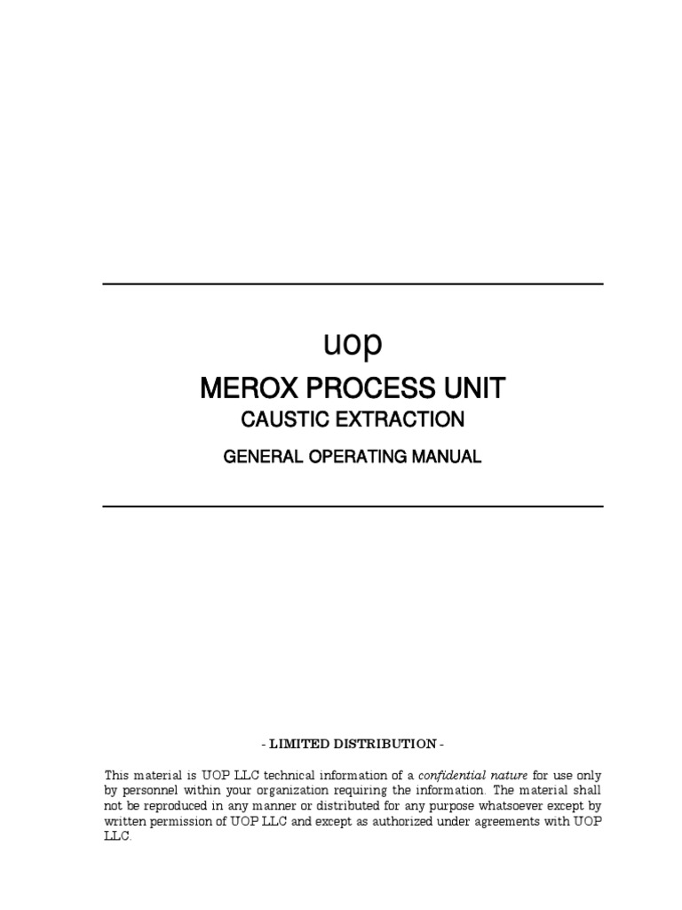 UOP Merox Process Overview Manual | PDF | Thiol | Chemical Compounds