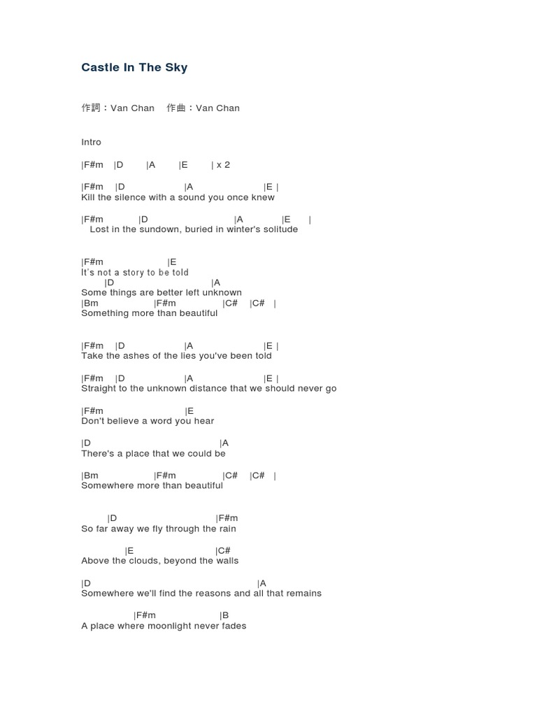 Castle in the Sky Lyrics and Chords | PDF