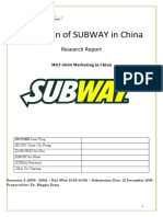 Expansion of SUBWAY in China: Research Report