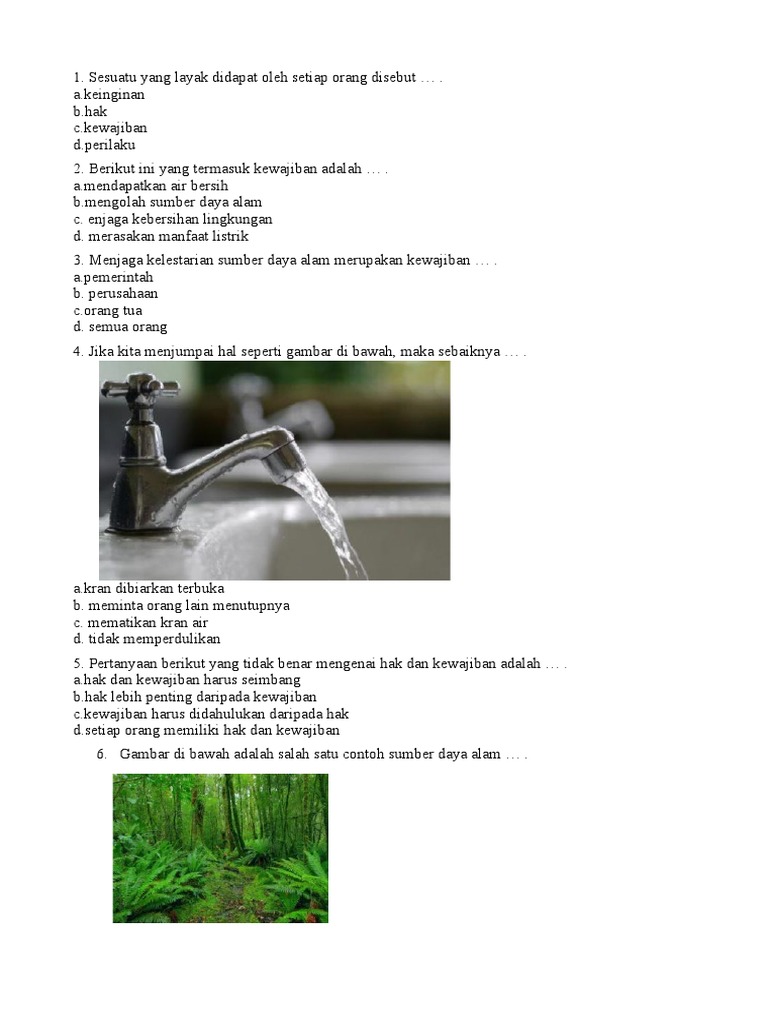 Soal Tematik Kelas 4 Tema 2 Sub Tema 1